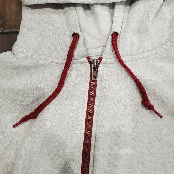 ZINE Gray and burgundy Full Zip Hoodie Sweatshirt  Sz: M Light weight summer - Picture 3 of 8